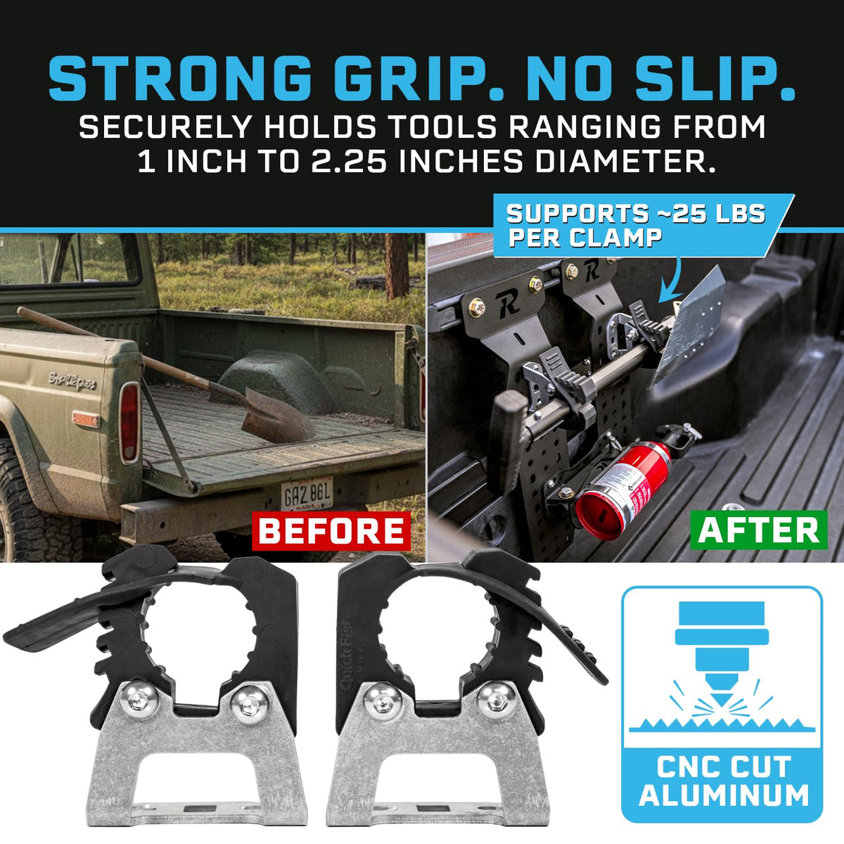 Rago Molle Panel Mounts with Quick Fist Clamps for Shovels and Axes CNC