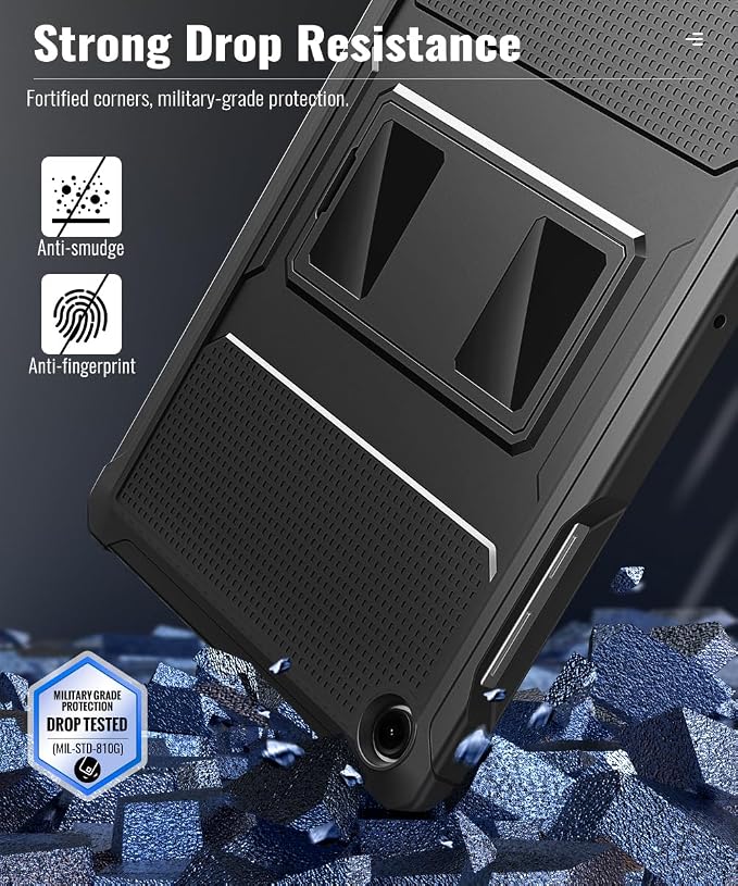 MoKo Shockproof Case Fit Samsung Galaxy Tab A11+ Plus/ A9+ 11 Inch | Full Body Rugged Stand Back Cover with Built-in Screen Protector for Galaxy Tab A11+/ A9+ Tablet Light Gray