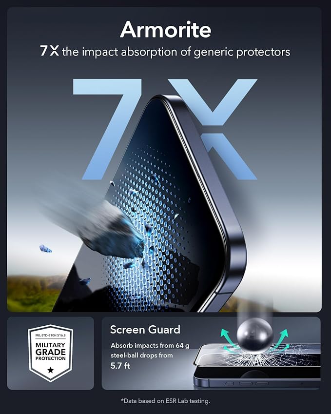 ESR 3 Pack for iPhone 14 Plus/13 Pro Max Screen Protector Armorite | 7X Impact Absorption 9H+ Tempered Glass Easy One-Pull Installation Full-Coverage Protection UltraFit Tray Bubble-Free