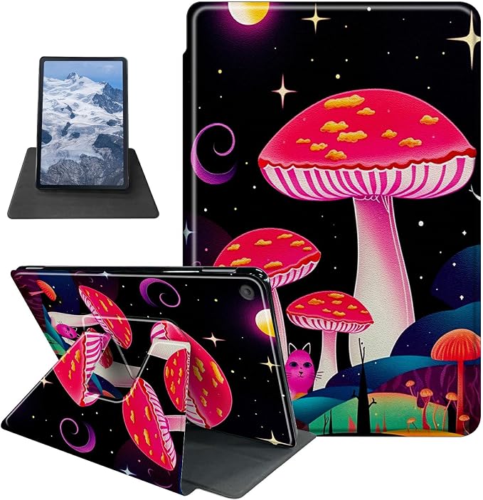 American Flag Deer Pattern Case for All-New Amazon Kindle Fire 7 Inch Tablet (9th/7th/5th Generation 2019/2017/2015 Release)360 Degree Rotating Stand Protective Cover with Auto Sleep/Wake