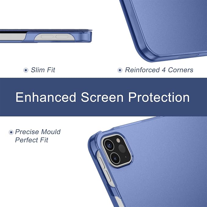 Soke Case for iPad Air 13 Inch (M3/M2) 2025/2024iPad Pro 12.9 2022 2021(6th 5th Generation) - [Slim Trifold Stand + Auto Wake/Sleep]Protective Hard PC Back Cover (Black)