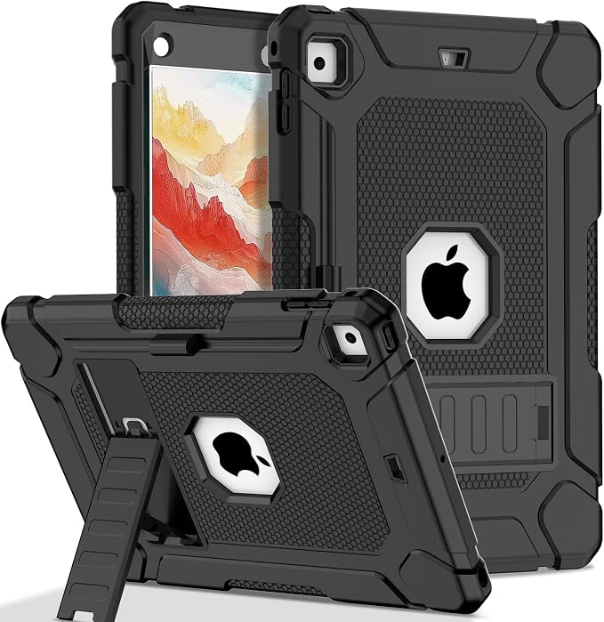 LTROP Case for iPad 6th 5th Generation (9.7 inch 2018/2017) Shockproof Protective iPad 9.7 Case with Built-in Stand/Pencil Holder for iPad 6th/5th Gen Air 2 Black