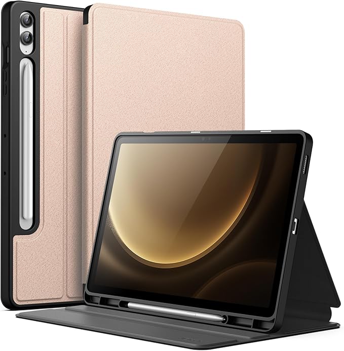 JETech Case for Samsung Galaxy Tab S9 FE+ / S9 FE Plus 12.4-Inch with S Pen Holder Slim Folio Stand Protective Tablet Cover Multi-Angle Viewing (Black)