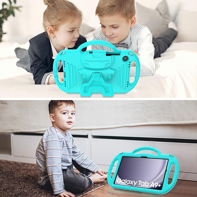Kids Case for Samsung Galaxy Tab A11+ Plus/A9+ Plus 11 Inch Case with Strap Shockproof Lightweight Handle Stand 2025/2023 Model with Lanyard Black
