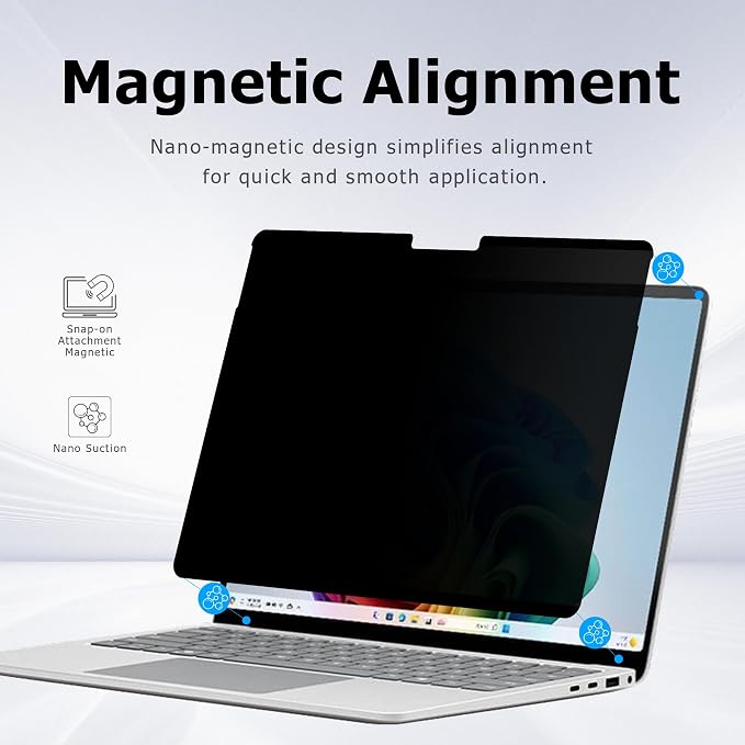 Megoo Magnetic Privacy Screen Protector for Surface Pro 12 inch (2025)– Removable Anti-Spy Anti-Glare Easy Install Blue Light &amp UV Blocking