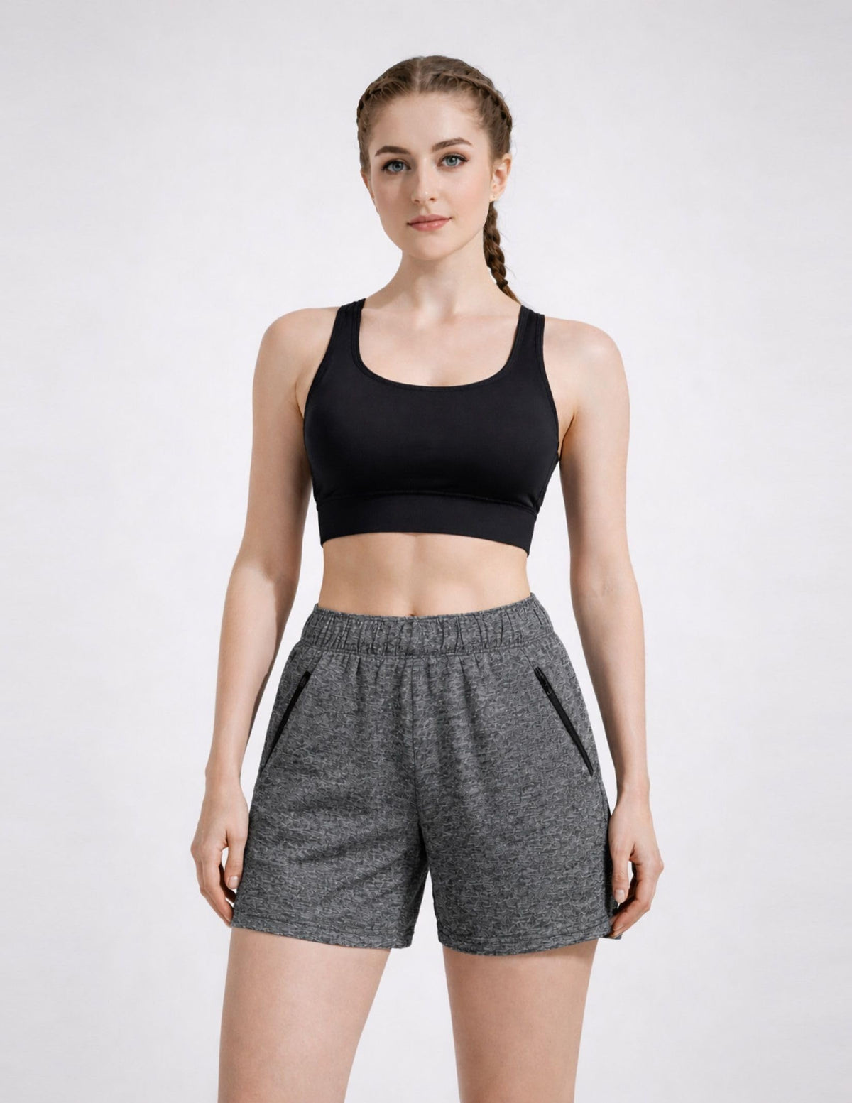 5 Pack: Womens Workout Gym Shorts Casual Lounge Set, Ladies Active Athletic Apparel with Zipper Pockets (Set 1, X-Large)