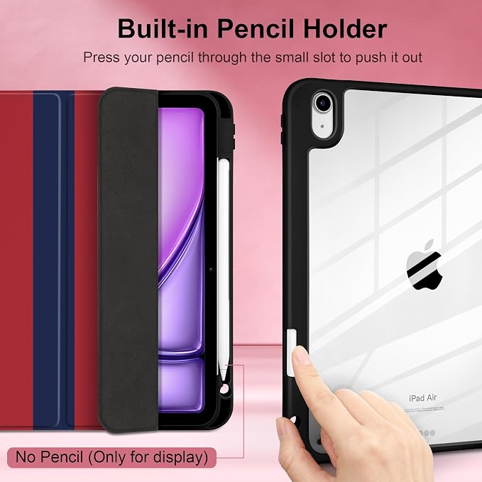 Case for iPad (A16) 11th Generation 11 inch 2025 /iPad 10th Gen 10.9 2022 - Aesthetic Cute Preppy Design Trifold Cover with Soft TPU Bumper Clear Back Auto Sleep/Wake Waves