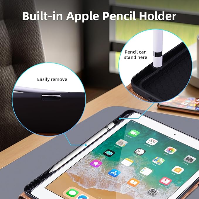 Case for iPad 9th 8th 7th Generation (2021/2020/2019) 10.2 InchiPad Air 3rd Generation PU Leather Cover Multi-Angle Viewing Stand with Card Pocket for ipad 9th Generation CaseBlack