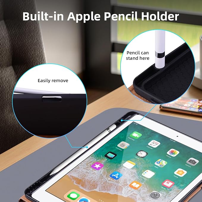 Case for iPad 9th 8th 7th Generation (2021/2020/2019) 10.2 InchiPad Air 3rd Generation PU Leather Cover Multi-Angle Viewing Stand with Card Pocket for ipad 9th Generation CaseBlack