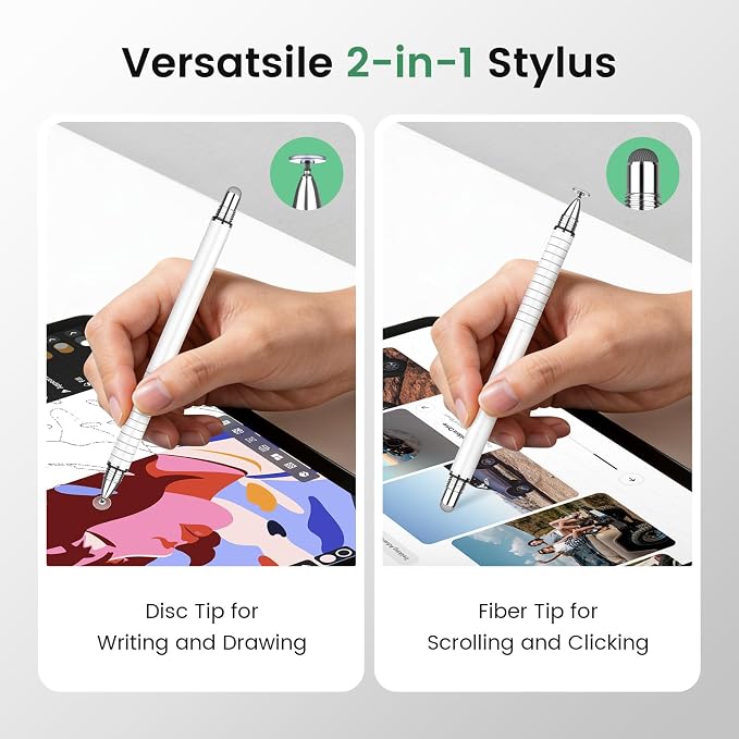 MEKO Stylus Pen for Touchscreen 2-in-1 Universal Stylus 6Pcs | MEKO 1st Gen Stylus Fiber &amp Disc Tips High Precision Work for iPad iPhone Android Tablets All Touch Screens-Black