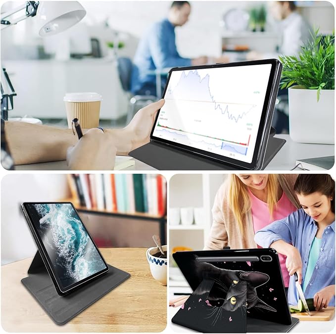 for Samsung Galaxy Tab S6 (10.5 inch) Tablet 2019 release-360 Degree Rotating Stand PU Leather Cover with Auto Wake/Sleep + S Pen HolderArt Butterfly