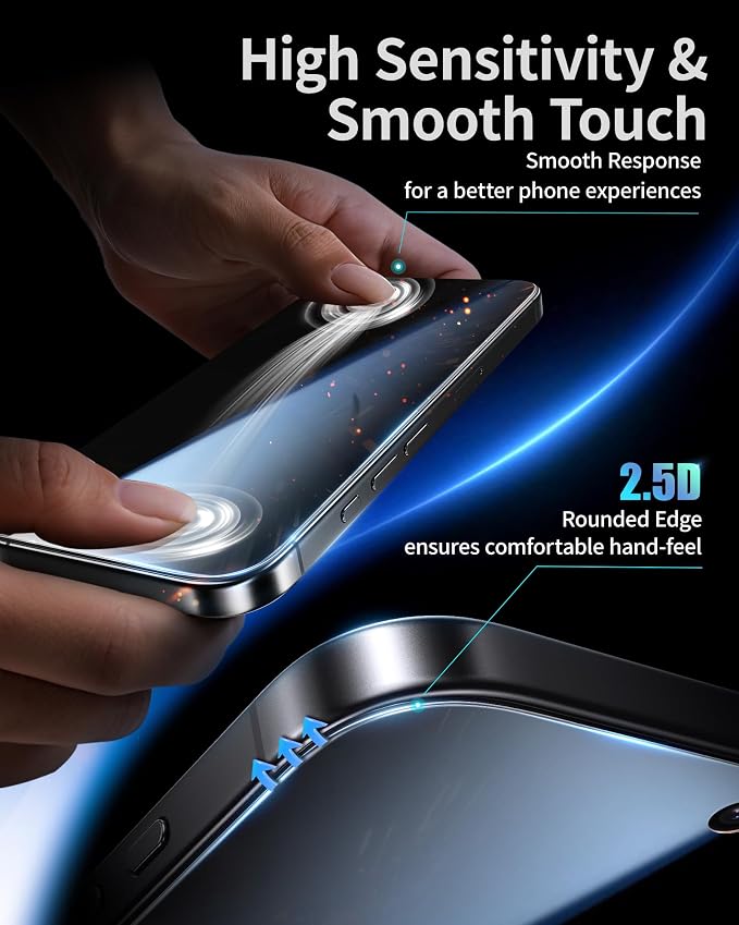 NIMASO for iPhone 17e/16e/13 Pro/13/14 Screen Protector 2 Pack Privacy Tempered Glass Screen Protector for iPhone 16e Anti-Spy Automatic Dust Removal Instant Installation (6.1 inches)