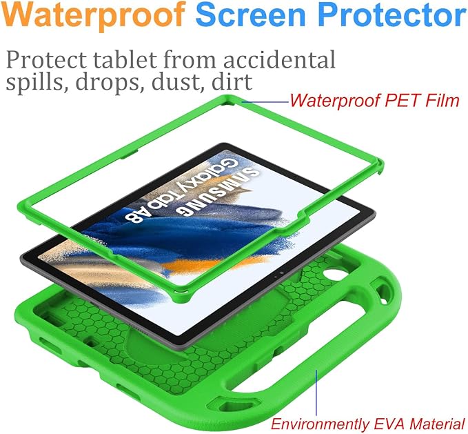 BMOUO Kids Case for Samsung Galaxy Tab A8 10.5 Inch 2022 (SM-X200/X205/X207) - with Screen Protector Shockproof Galaxy Tab A8 10.5 Tablet Case Blue