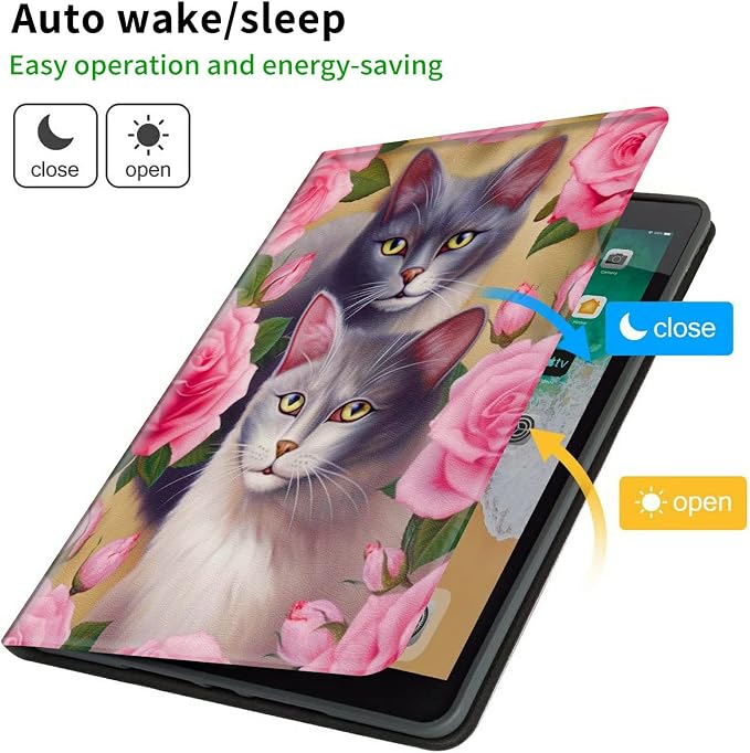 Case for Samsung Galaxy Tab A9 Plus 2023/A11 Plus 2025 11 inch Lightweight Protective PU Leather Smart Stand Cover with Auto Wake Sleep Tablet Case Cover - American Flag &amp Fish