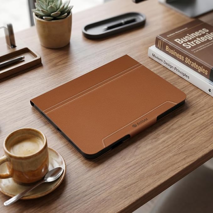 Antbox Case for iPad Air 11-inch M4/M3/M2 (2026/2025/2024) iPad Air 5th/4th Generation 10.9'' Vegan Leather with Pencil Holder Typing Angle Auto Sleep/Wake Muti-Stand (Black)