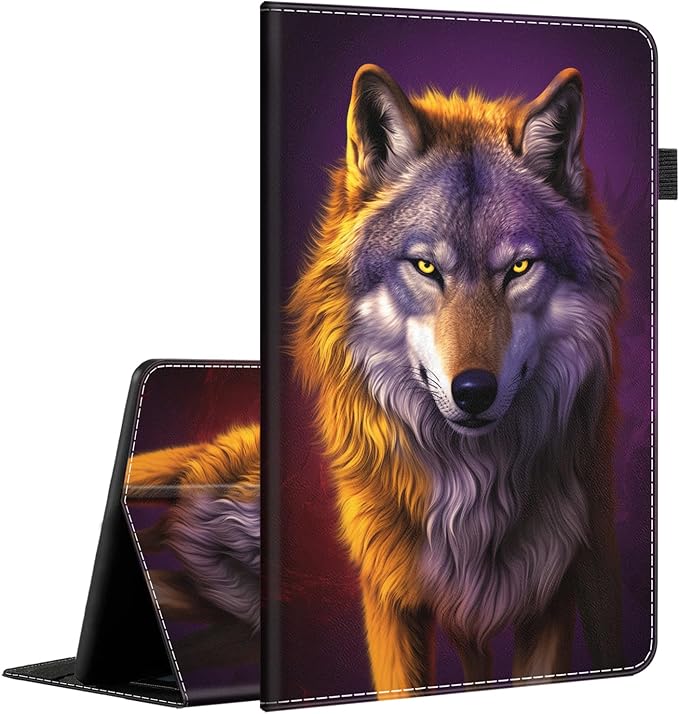Case for All-New Amazon Fire HD 10 and 10 Plus Tablet (13th/11th Generation 2023/2021 Release) 10.1 - Slim Fit Standing Cover with Auto Sleep/Wake，Wolf
