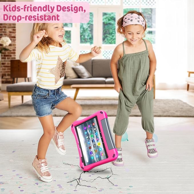 Tablet 8 inch Case for Kids Not for iPad/Samsung/Onn/Andriod Tablet 8 (2024/2022 Release)- Auorld All-New Kids-Friendly Lightweight Shockproof Tablet 8 Plus Cover Case with Handle Stand Pink