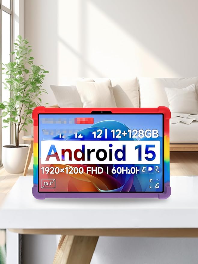 for BNCF 2025 Android 15 10.1 Inch Tablet CaseBOVUGAC Soft Silicone Adjustable Stand Shockproof Kids Friendly for BNCF 2025 Android 15 10.1 Tablet(Black)