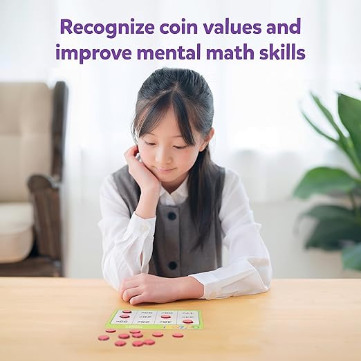 QUIZMO Money - Bingo-Style Money Game - 2 Levels of Difficulty for Ages 7-12 - Teach Basic Coin Recognition and Valuation