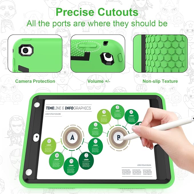 CCMAO iPad mini 5 Case 2019 iPad mini 4 Case 2015 Heavy Duty Shockproof Hybrid Protective Cover for iPad mini 5th/4th Generation 7.9 inch Purple+Green