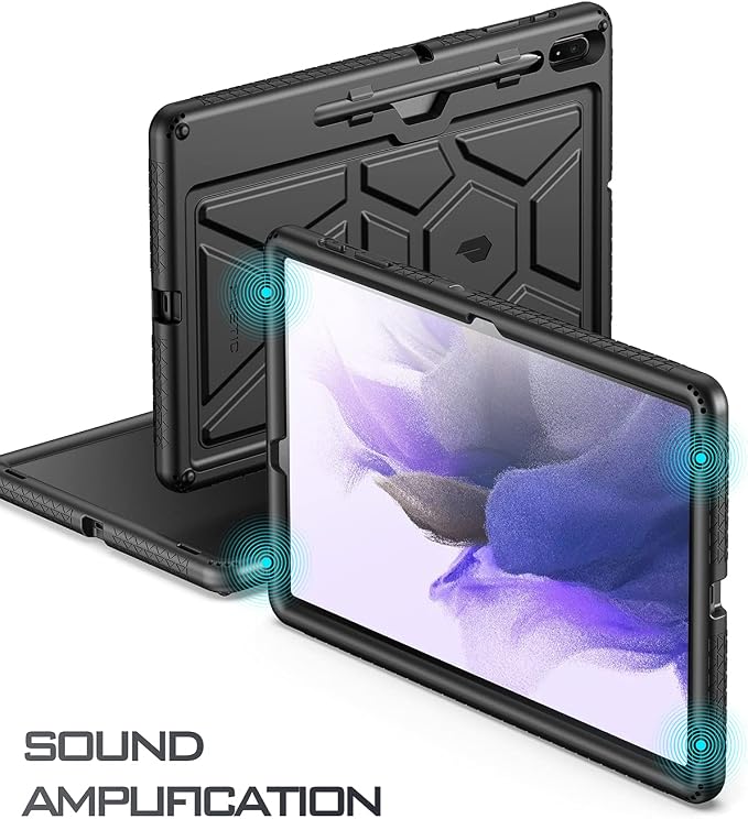 Poetic TurtleSkin Case Designed for Galaxy Tab S7 FE 12.4 Inch 2021 / Galaxy Tab S7 Plus 2020 with S Pen Holder Rugged Shockproof Drop Protection Kids Friendly Silicone Cover Case Black