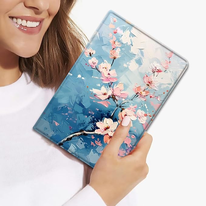 Case for Samsung Galaxy Tab A11 + Plus/A9 + Plus 11 Inch 2025/2023 Ultra-Thin Multi-Angle Protective Cover with Auto Sleep/Wake Black Cat and the Blue Flower