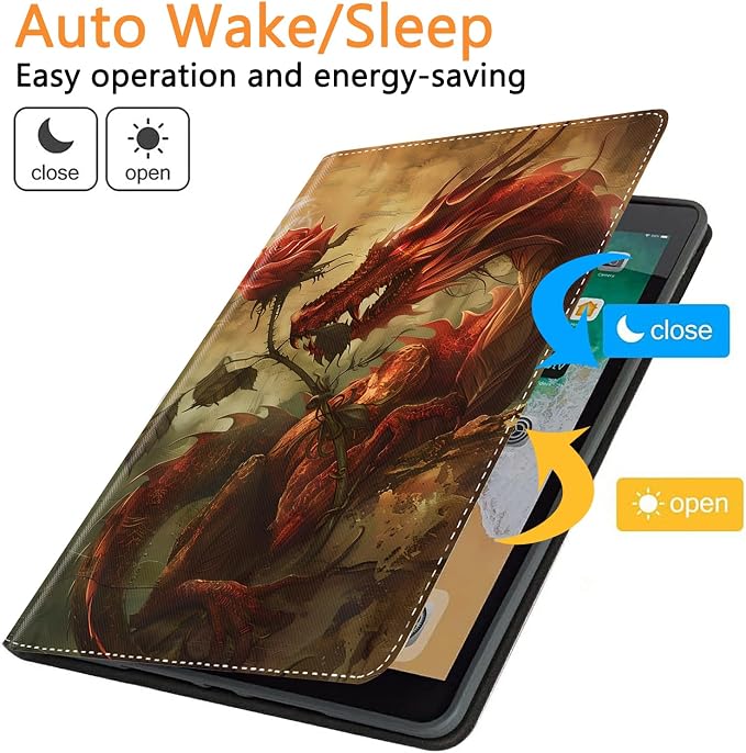 for iPad 10th-Gen 10.9-inch 2022 Case Adjustable Stand Shockproof Protective Cover with Automatic Wake-up/Sleep Function Suitable for iPad 10th Gen 2022 Case Art Dragonfly