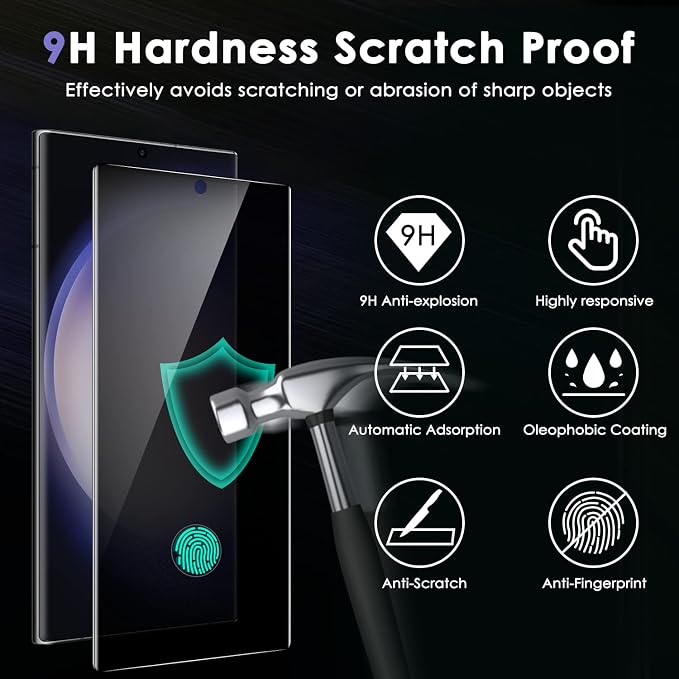 Asstar [2 Pack Samsung Galaxy S23 Ultra Privacy Screen ProtectorSupport Fingerprint Unlock Screen Protector9H Tempered Glass Film Screen Protector