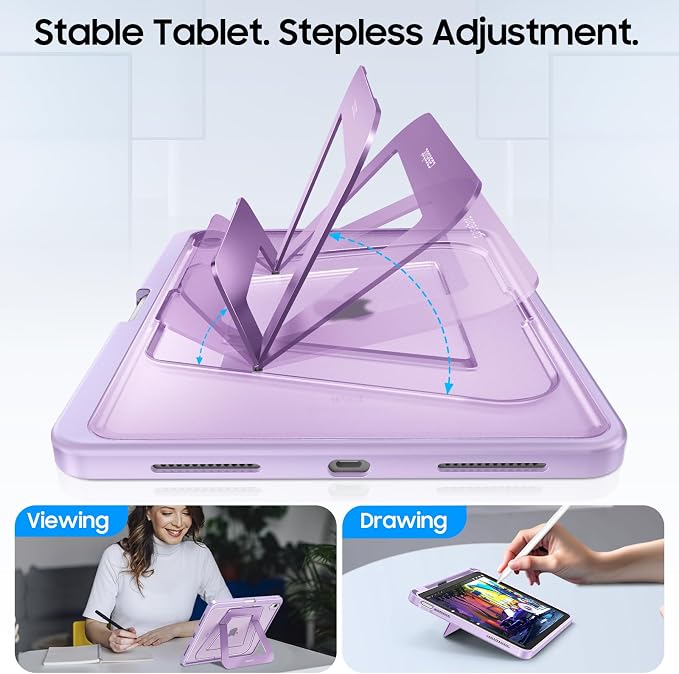 Fintie Shockproof Case for iPad (A16) 11th Gen 11-in iPad 10th Gen 10.9 | Slim Frosted Hard Back Cover Multi-Angle Viewing Built-in Kickstand &amp Pencil Holder Anti-Scratch Black