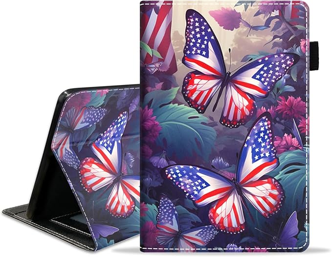 Case for Amazon Kindle Fire HD 10 Tablet (10.1 inch 9th/7th Generation 2019/2017 Release) Slim PU Leather Stand Folio Cover with Auto Wake Sleep Abstract Paint Butterfly