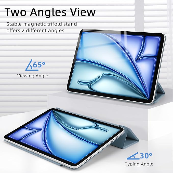 for iPad Air 13 inch M4/M3/M2 Case (2026/2025/2024Model A3268/A3269/A3271) Auto Sleep/Wake and Magnetic Closure Slim Trifold Stand Case PU Leather Cover Support Apple Pencil Pro Black