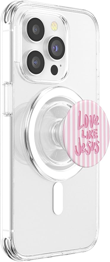 Light Pink White Stripes Christian Bible Love Like Jesus PopSockets PopGrip for MagSafe