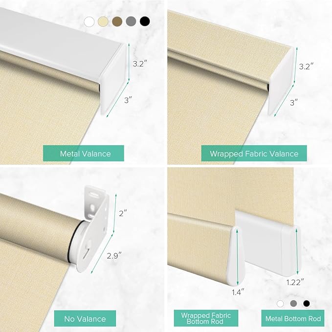 Kilonity Motorized Roller Shades, Light Filtering Remote Control Custom Window Shades Compatible with Alexa Google Assistant via RF Hub, Rechargeable Electric Blinds for Windows (Beige)