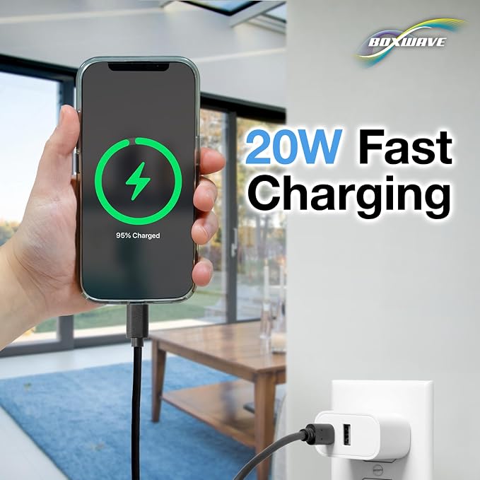 BoxWave Charger Compatible with LG Tone Free FP8 - PD miniCube (20W) 20W PD USB Type-C Wall Charger - Winter White