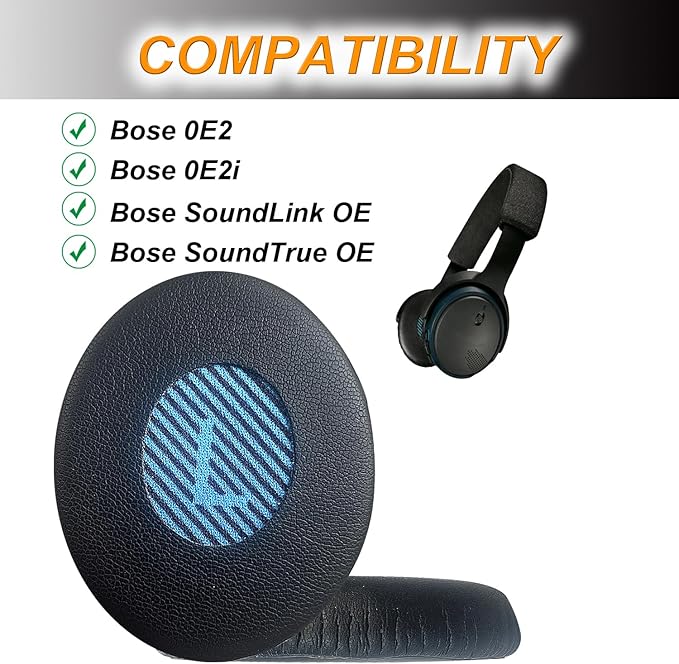 Replacement Ear Pads for Bose Ear 2 (OE2 & OE2i)/ SoundTrue On-Ear (OE),Headphones Ear Cushions Covers for SoundLink On-Ear (OE) Headset Accessories Ear Cups Repair Part 1 Pair-Black