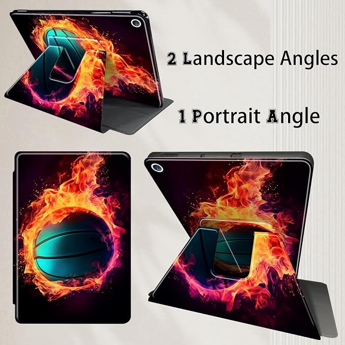 for iPad 10.2 Rotating Case 360° Protection Adjustable Kickstand Cover for iPad 10.2 (7th8th9th Generation) Shockproof Durable Lightweight PU Leather for iPad 10.2 Stand Case Basketball