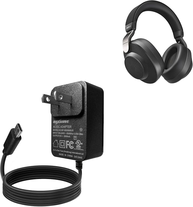 BoxWave Charger Compatible with Jabra Elite 85h - Wall Charger Direct (15W) Rapid Charge Your Device with Built-in 3ft Cable