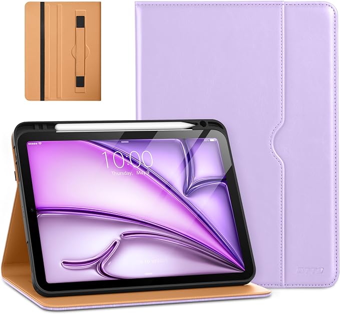 DTTO for iPad Air 11-inch Case M4/M3/M2 (2026/2025/2024) iPad Air 5th / 4th Generation (2022/2020) Premium Leather Business Folio Stand Cover with Pencil Holder - Auto Sleep/Wake Brown