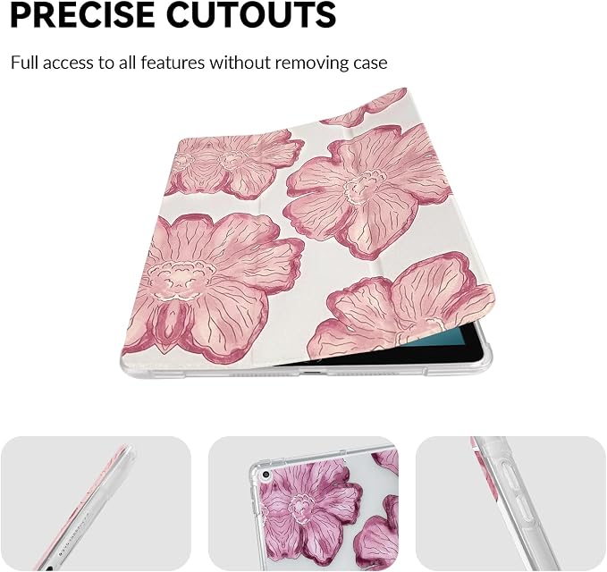 Lovmooful for iPad 9/8/7 Gen Case with Pencil Holder Cute-Bear Flower | Fit for iPad 9/8/7 (10.2-Inch2021/2020/2019 Model9th/8th/7th Generation)Soft TPUTrifold StandProtectiveGirly