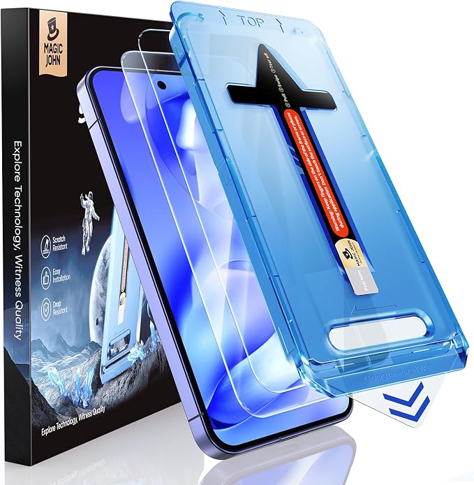 MAGIC JOHN 2 Pack for Google Pixel Google Pixel 10 Pro XL Tempered Glass Screen Protector Auto Dust-Elimination Bubble Free HD Clear Easy Installation