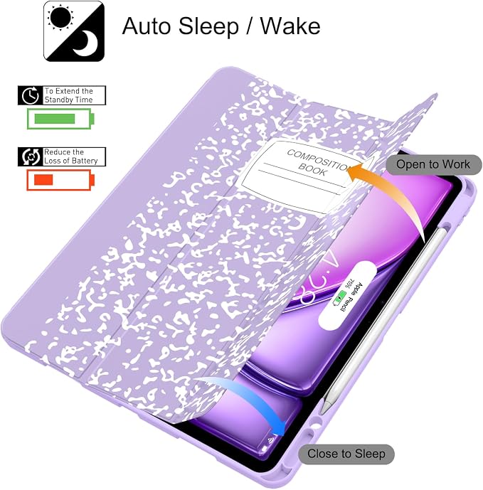 Soke Case for iPad Air 13 Inch (M4/M3/M22026-2024) iPad Pro 12.9 6th/5th Generation with Pencil Holder(2021 2022 Release)-[Apple Pencil Charging + Auto Wake/Sleep] Soft Back Cover Book Black