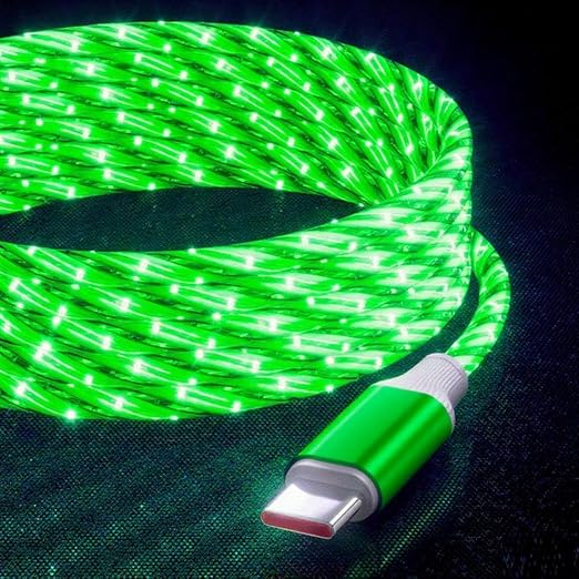 IHAO Multi Ports Light-Up USB Cable USBA to USBC/MicroUSB Cable Durable Fast Charging Cable with Visible Current Flow As Night Light Use-3in1 Blue
