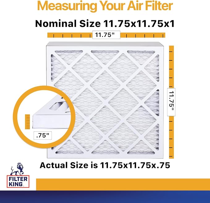 Filter King Air Filters 11.75x11.75x1 | 4-PACK | MERV 13 HVAC Pleated AC