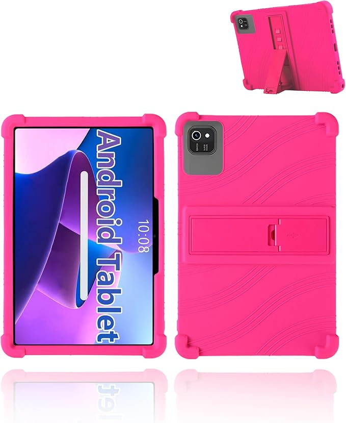 for kelankeke K10 Android 10-Inch TabletUYRUREL Skin-Friendly Soft Silicone Protective CaseFull Protection Against Drops and Scratcheswith Adjustable Viewing StandBlack.
