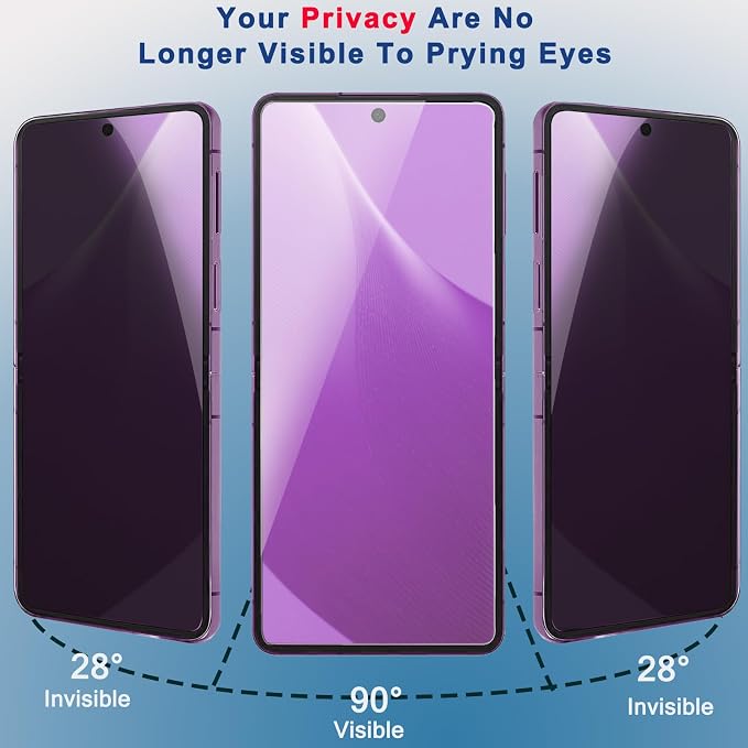2 Sets Privacy Screen Protector for Samsung Galaxy Z Flip 5 6.7 | Inside Flexible TPU Hydrogel Film + Front Anti-Spy Tempered Glass Screen Protector Anti Scratch Self-Healing Case Friendly