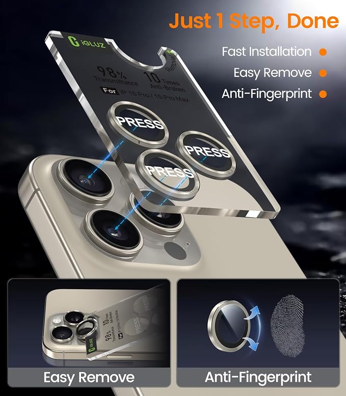 iGluz 2 Pack Anti-Reflection Camera Lens Protector for iPhone 17/16/16 Plus [98% Transmittance][1-Step Installation][Strong Adsorption] 9H Shatterproof Tempered Glass-Black