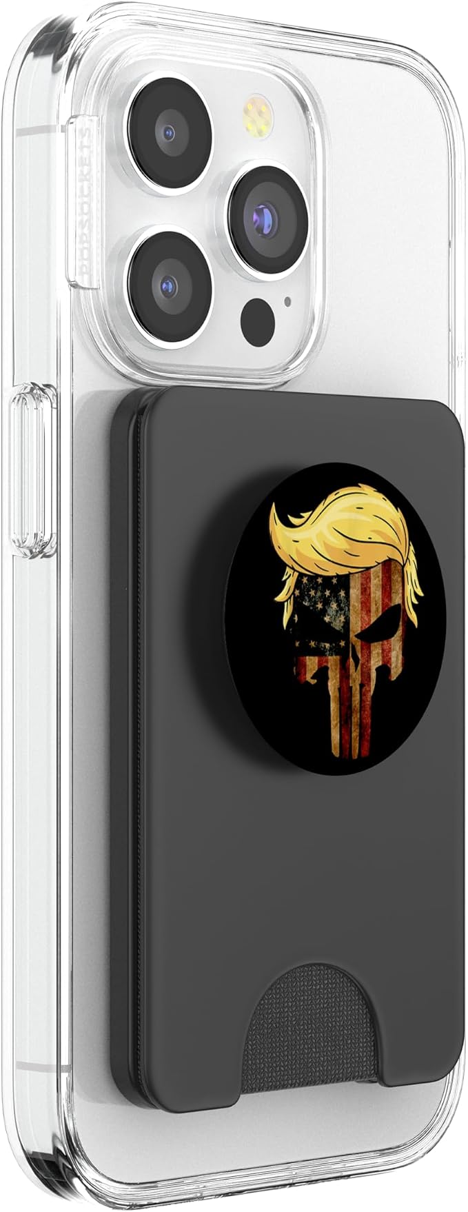 Skull with iconic Trump Hair president Flag America Tshirt PopSockets Adhesive PopGrip