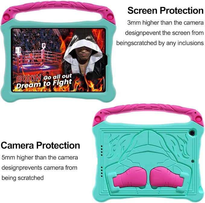 Dteck for iPad Air 3rd Gen (2019) / iPad Pro (2017) Case 10.5 Shockproof Protective Case with Kickstand Hard Plastic Shell 3-Layer Protection Drop Proof Sturdy Rugged Tablet Cover (Aqua+Rose)