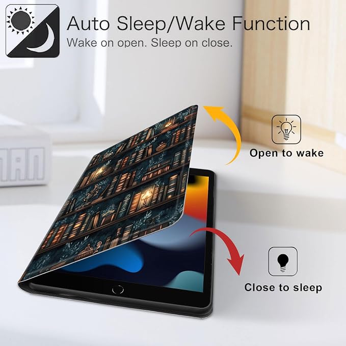 for iPad 11th Generation (A16 2025) 11 / iPad 10th Gen 10.9 2022 Case 360° Rotating PU Leather Stand Cover with Auto Sleep/Wake Shockproof TPU Backl Raccoon Perched