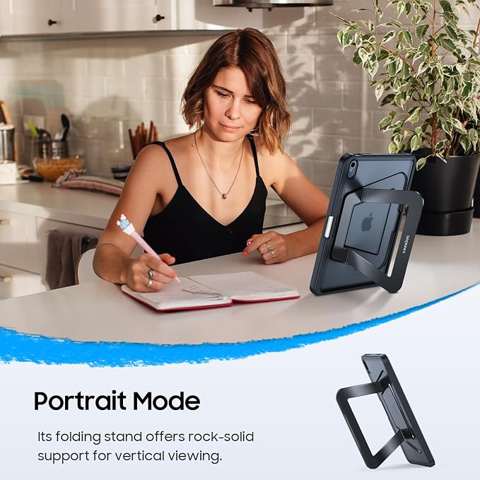 Fintie Shockproof Case for iPad (A16) 11th Gen 11-in iPad 10th Gen 10.9 | Slim Frosted Hard Back Cover Multi-Angle Viewing Built-in Kickstand &amp Pencil Holder Anti-Scratch Black